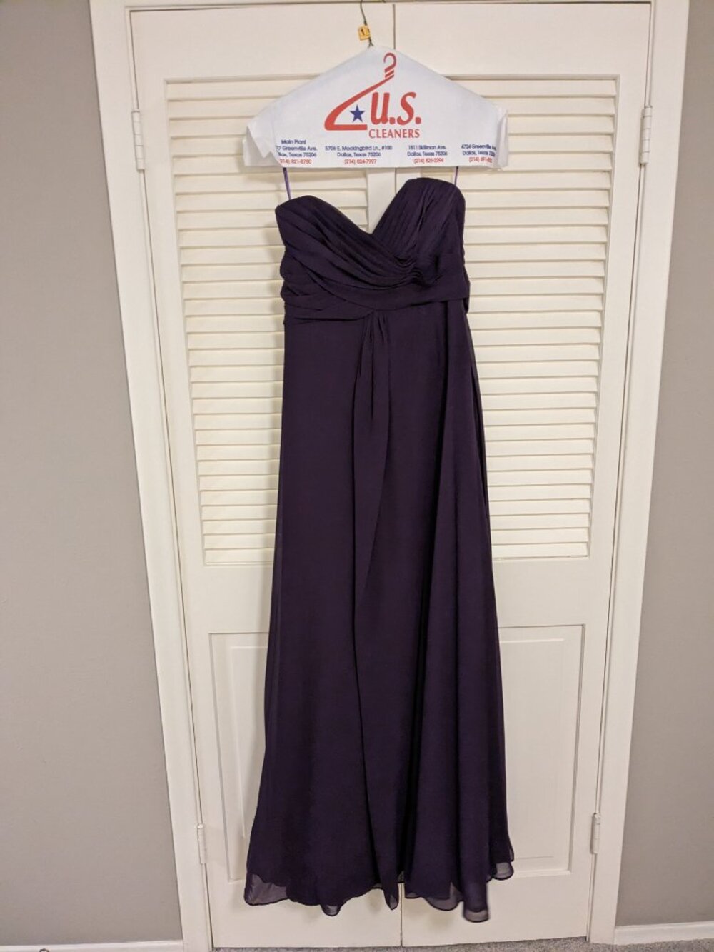Size 14 Allure Bridals Extra Long Tall Purple Strapless Bridesmaid Dress
